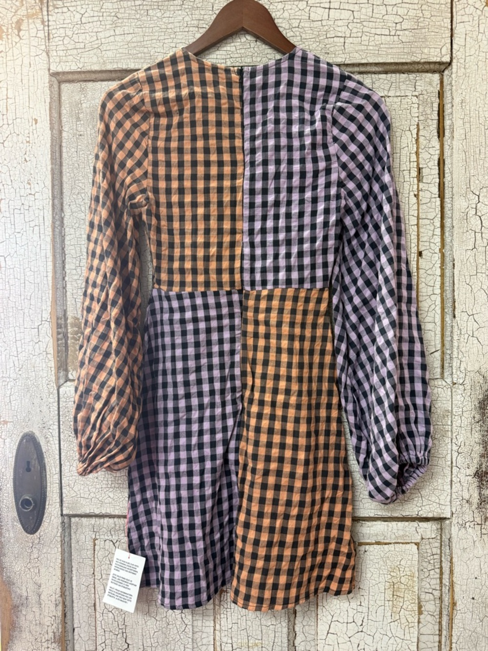 ASOS DESIGN Mixed Gingham Mini Dress Puff Sleeve Cottagecore Size 0 NWT - Picture 8 of 8